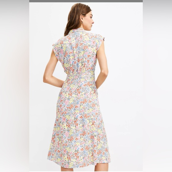 LOFT Floral Midi Pocket Shirtdress Size 12 - Picture 2 of 4